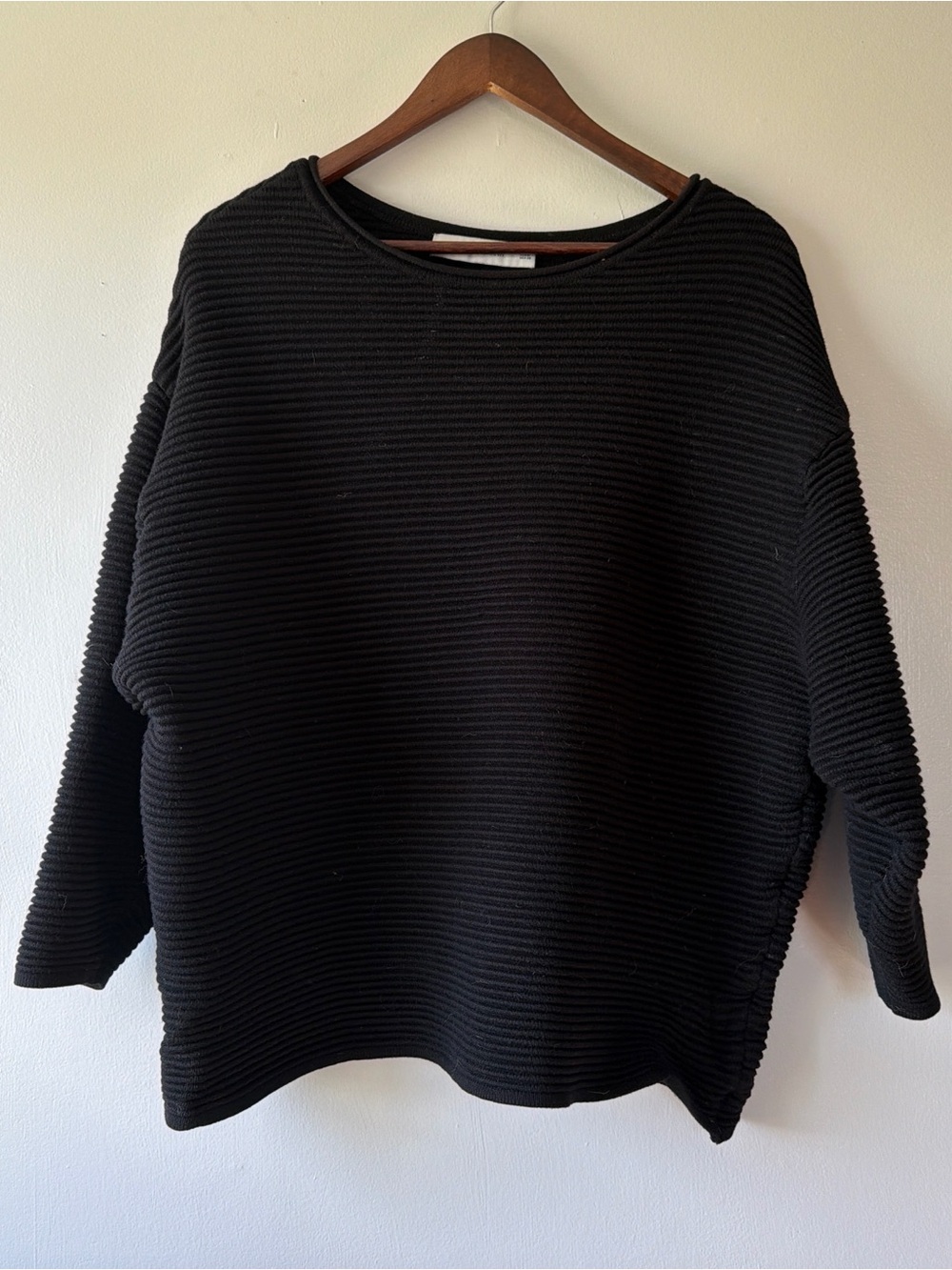 Zara Black Ribbed Crewneck Sweater